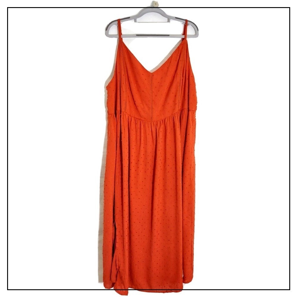 Bloomchic Dress Women 22 Orange Brunch‎ Vacation Embroidered Spaghetti Straps